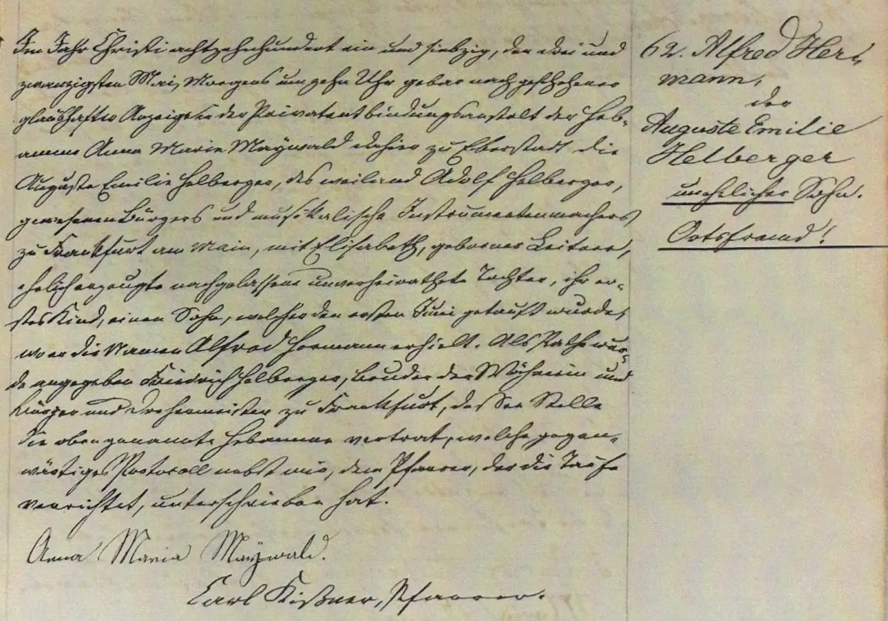 Ein handgeschriebener Brief in deutscher Sprache, verfasst in dichter Kursivschrift auf gealtertem Papier, mit einer Anschrift oder Unterschrift auf der rechten Seite und dem Haupttext, der den linken und mittleren Bereich ausfüllt.